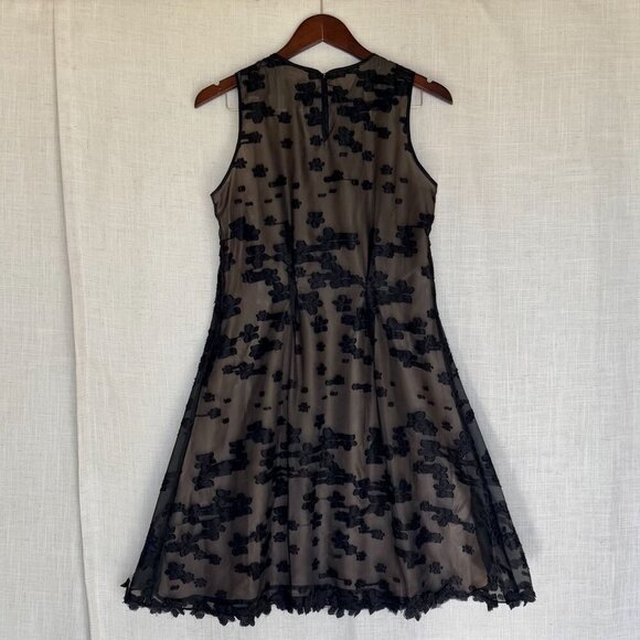 Leon Max Limited Edition Y2k Black Sleeveless Floral Applique Midi Dress Size 10 - Picture 3 of 17